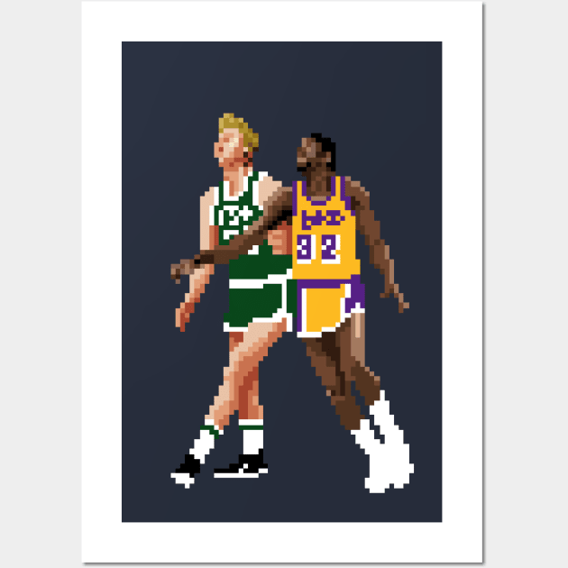 Larry Bird & Magic Johnson Pixel Wall Art by qiangdade